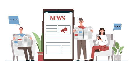People reading news vector conceptのイラスト素材