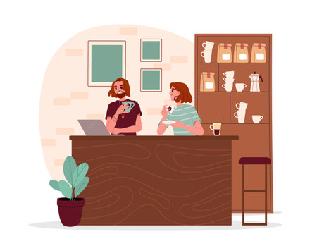 Rest in coffee shop vector conceptのイラスト素材