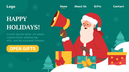 Santa gives presents vector bannerのイラスト素材