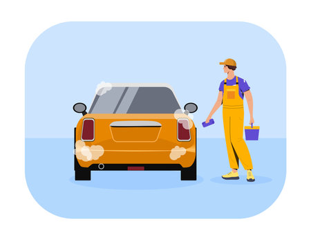Wash car service vector conceptのイラスト素材