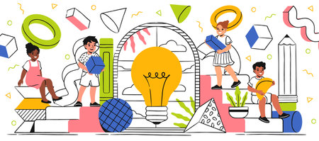 Kids creative process vector doodle conceptのイラスト素材