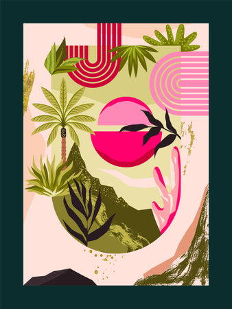 Modern tropical vector posterのイラスト素材
