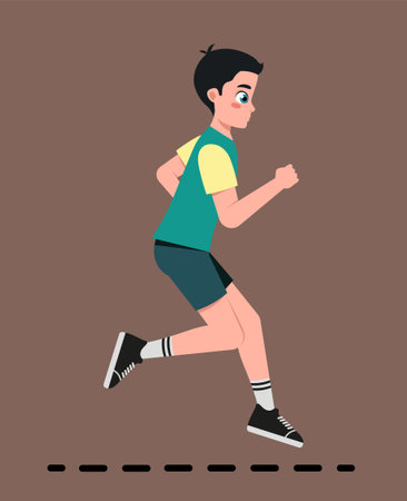 Running teenage boy vector conceptのイラスト素材