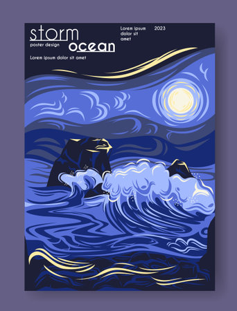 Ocean landscape vector posterのイラスト素材