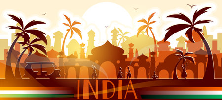 India skyline vector illustrationのイラスト素材