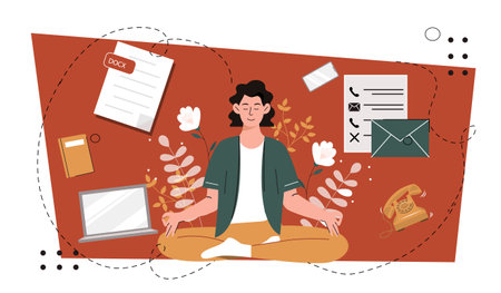 Business woman meditating vectorのイラスト素材