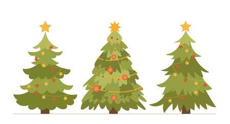 Set of Christmas trees vectorのイラスト素材