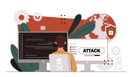 Man with cyber attack vectorのイラスト素材