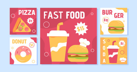 Fast food vector posters setのイラスト素材