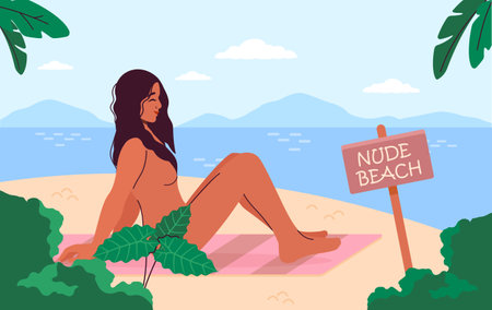 Nude beach vector conceptのイラスト素材