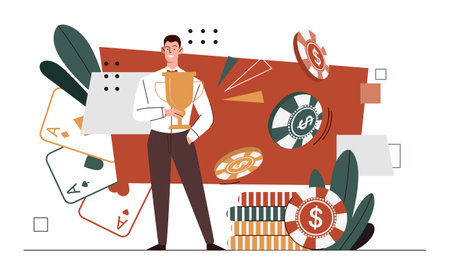 Poker player with chips vector conceptのイラスト素材