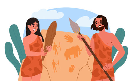 Prehistoric people vector conceptのイラスト素材
