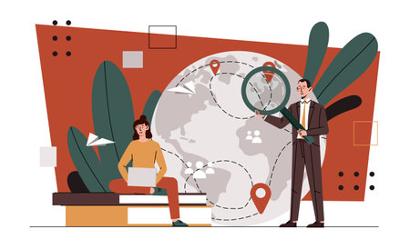 People with remote work vector