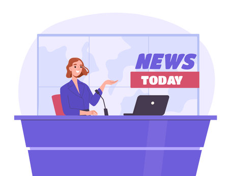 Woman conducts news forecast vectorのイラスト素材