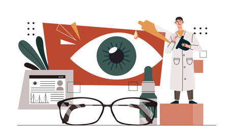 Oculist at workplace vector conceptのイラスト素材