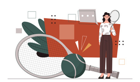 Tennis woman vector conceptのイラスト素材