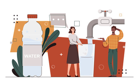 People with water vector conceptのイラスト素材