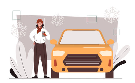 Winter time scene vector conceptのイラスト素材