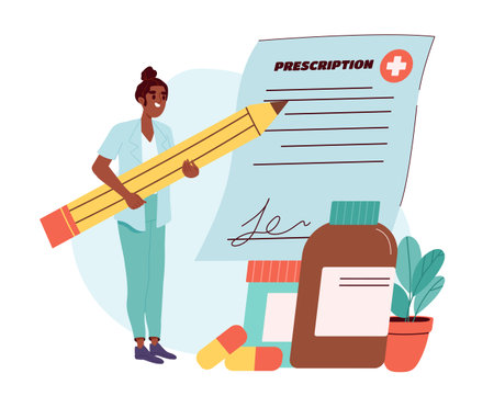 Doctor writes prescription vector conceptのイラスト素材