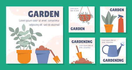 Gardening posters vector setのイラスト素材