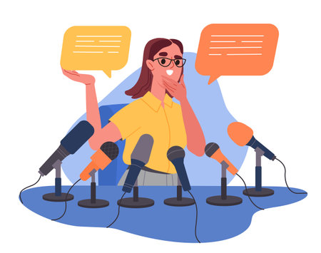 Girl gives interview vector conceptのイラスト素材