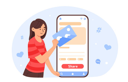 Share photo on internet vector conceptのイラスト素材