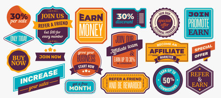 Referral or affiliate program vector stickers setのイラスト素材