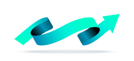 Aquamarine curved arrow