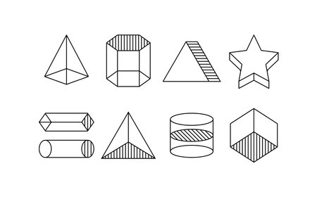 Geometric line elements vector setのイラスト素材