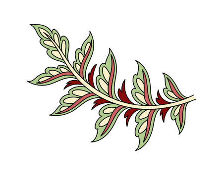 Paisley leaf vector linearのイラスト素材