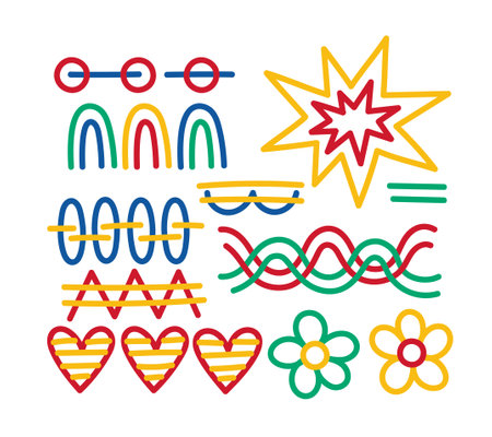 Colorful lines vector setのイラスト素材