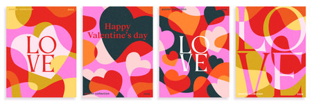 Happy Valentines Day cards vector setのイラスト素材