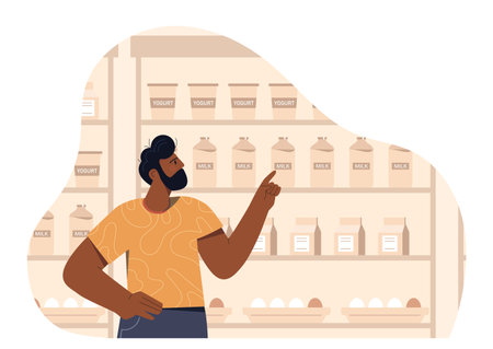 Dairy products in store vectorのイラスト素材