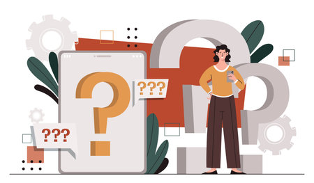 Woman with question mark problem vectorのイラスト素材