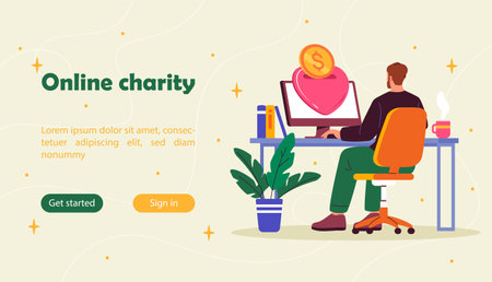 Online charity vector posterのイラスト素材