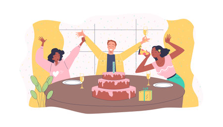 People at birthday party vectorのイラスト素材