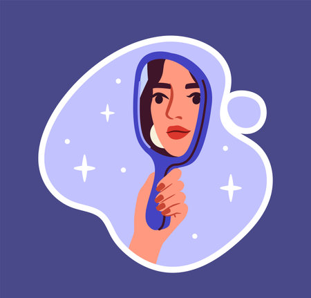 Make up sticker woman vector conceptのイラスト素材