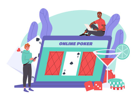 Online poker vector conceptのイラスト素材