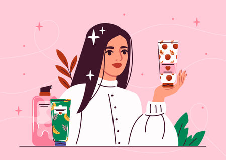 Woman with hair care vectorのイラスト素材