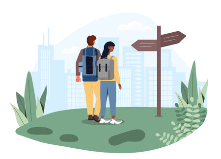 Tourists hiking vector conceptのイラスト素材