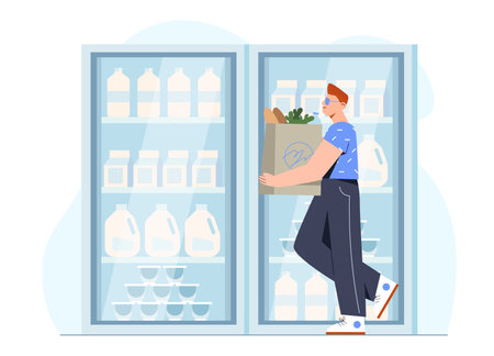 Refrigerator with food vectorのイラスト素材