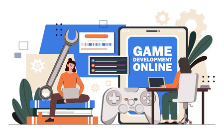 Game development online vector conceptのイラスト素材