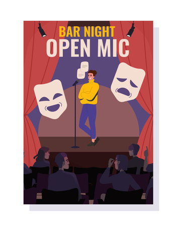 Bar night open mic vector conceptのイラスト素材
