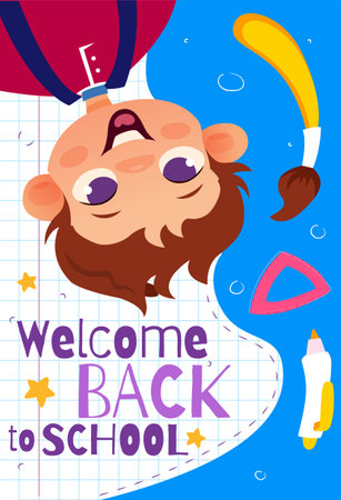 Welcome back to school vector coverのイラスト素材