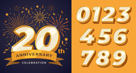 Anniversary vector background with set of numbersのイラスト素材