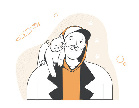 Person and pet vector illustrationのイラスト素材