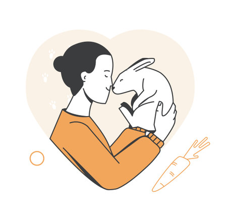 Person and pet vector illustrationのイラスト素材