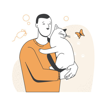 Person and pet vector illustrationのイラスト素材