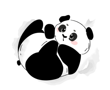 Hand drawn Cute Panda vector illustrationのイラスト素材