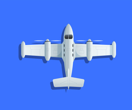 Concept of aviation. Illustration of an aircraft with pontoons on a solid blue background, vector illustrationのイラスト素材